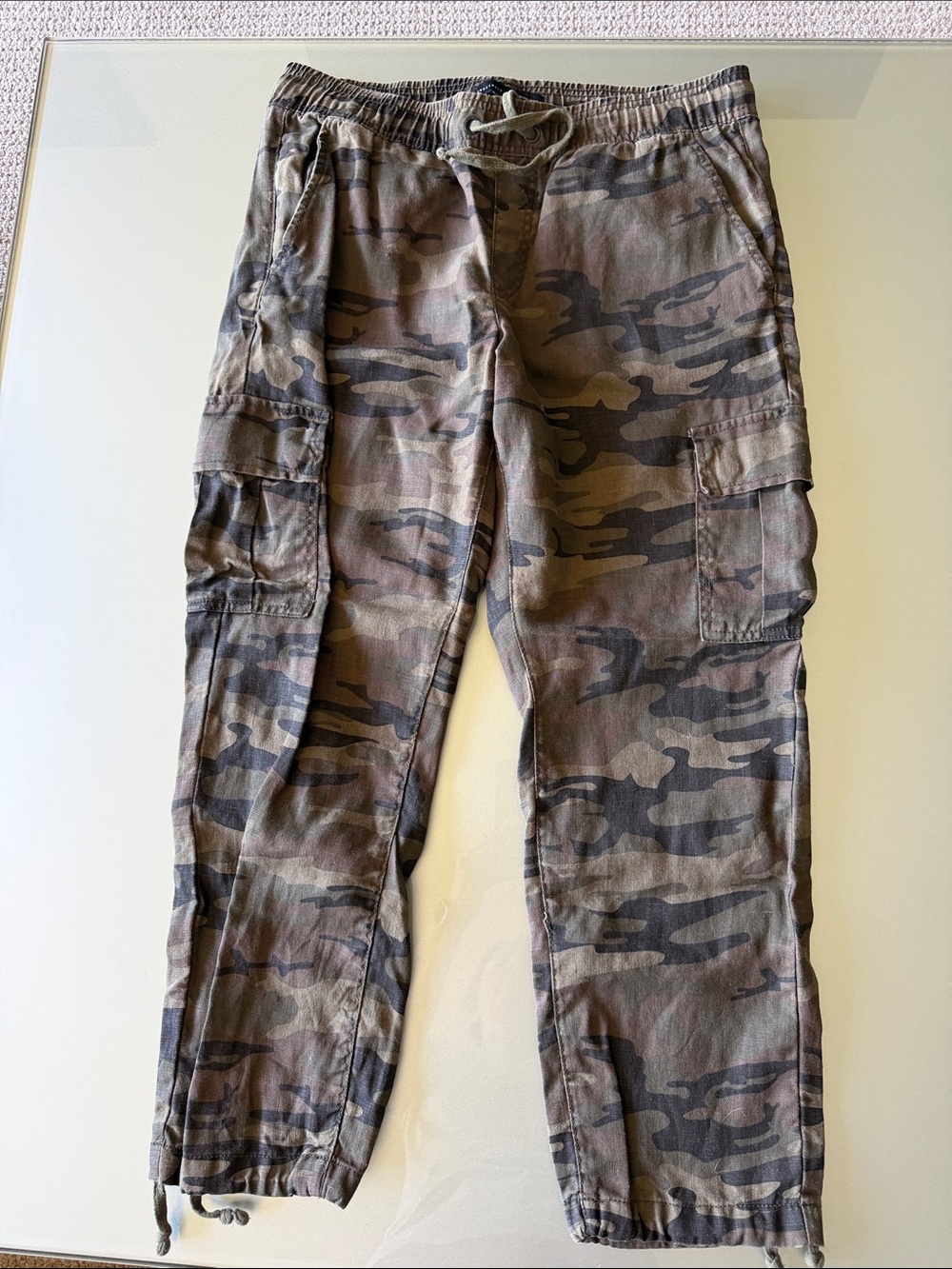 Sanctuary Camo Cargo Pants Women Medium Jogger 100% Linen